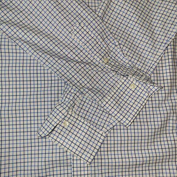 Polo Ralph Lauren Shirt Mens L White Checkered LS Button Up Dark Blue Pony - Picture 10 of 16
